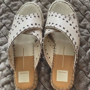 Studded leather slip-on espadrilles.